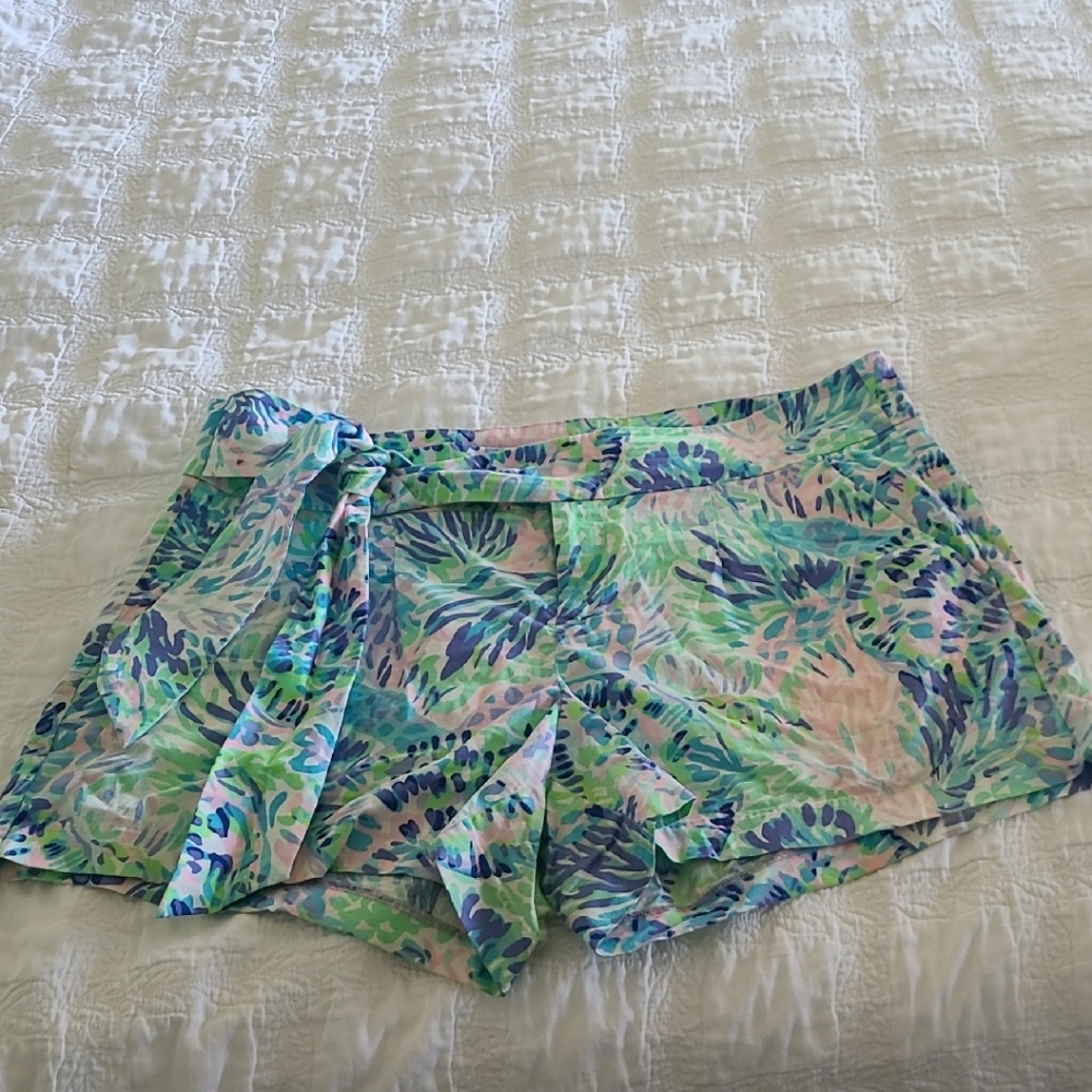 Lilly Pulitzer KADEN Shorts SHELL OF A PARTY attached Belt Size 14